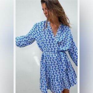 Zara Blue & White Print Dress